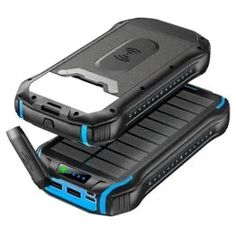 Power Bank Solar 26800mAh USB-C à Prova D'água Indução Azul