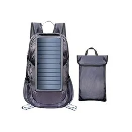 Mochila com Placa Solar 30L 6,5W 5V Dobrável Cinza