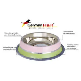 Kit 2 Comedouros Inox Dual Rosa/Verde P 210ml - Germanhart