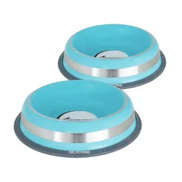 Kit 2 Comedouros Inox Prestige Azul 210ml - Resistente e Antiderrapante