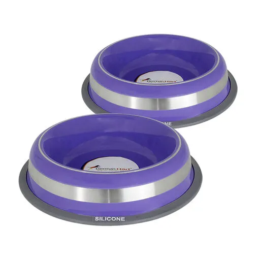 Kit 2 Comedouros Inox Prestige Roxo 850ml - Durável e Antiderrapante