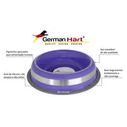 Kit 2 Comedouros Inox Prestige Roxo 210ml - Antiderrapante e Durável