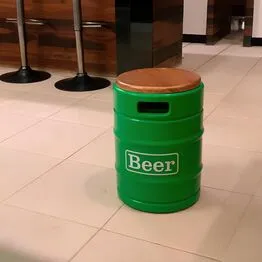 Banco Cooler de Cervejas Barril Decorativo Tampo de Madeira 9L Verde