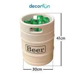 Banco Cooler de Cervejas Barril Decorativo Tampo de Madeira 9L Branco