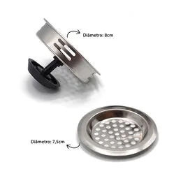 Kit 2 Ralos de Pia em Inox com Válvula Estilo Americano