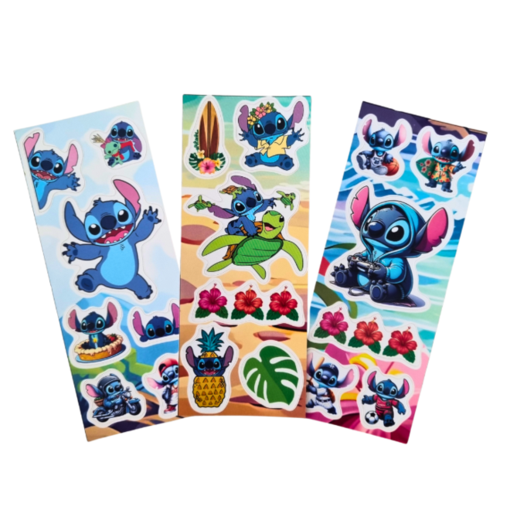 Conjunto 15 Cartelas de Adesivos Stitch