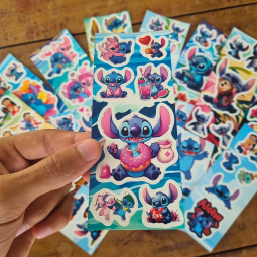 Conjunto 15 Cartelas de Adesivos Stitch