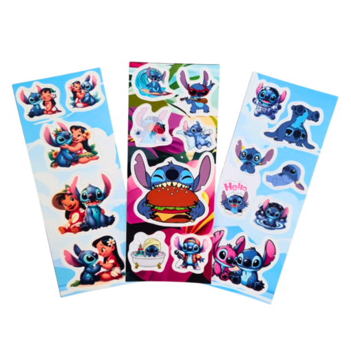 Conjunto 15 Cartelas de Adesivos Stitch