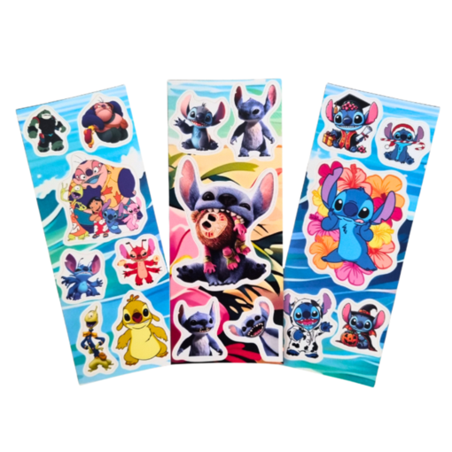 Conjunto 15 Cartelas de Adesivos Stitch