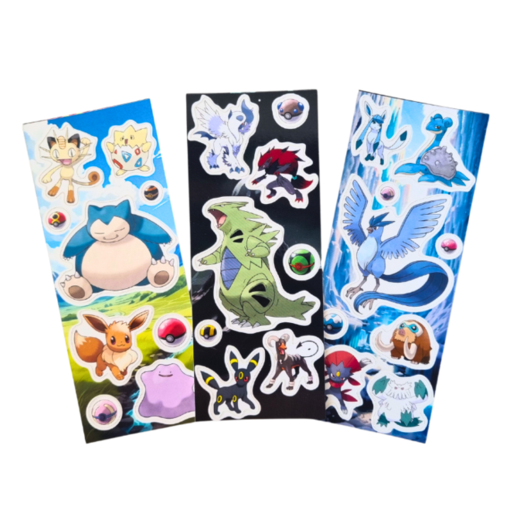 Conjunto 15 Cartelas de Adesivos Pokémon