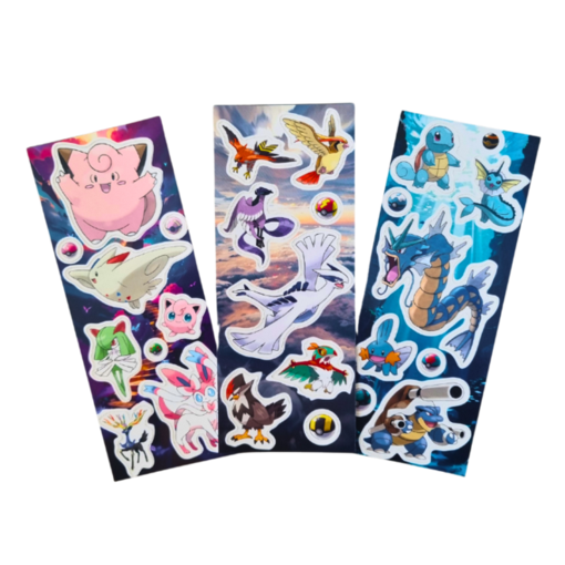Conjunto 15 Cartelas de Adesivos Pokémon