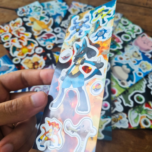 Conjunto 15 Cartelas de Adesivos Pokémon