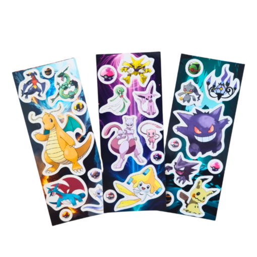 Conjunto 15 Cartelas de Adesivos Pokémon