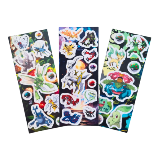 Conjunto 15 Cartelas de Adesivos Pokémon
