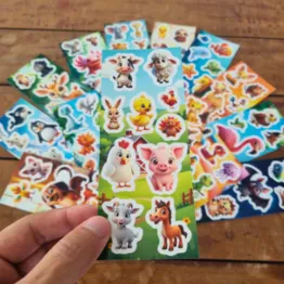 Conjunto 15 Cartelas de Adesivos Animais Diversos