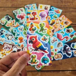 Conjunto 15 Cartelas de Adesivos Animais Diversos