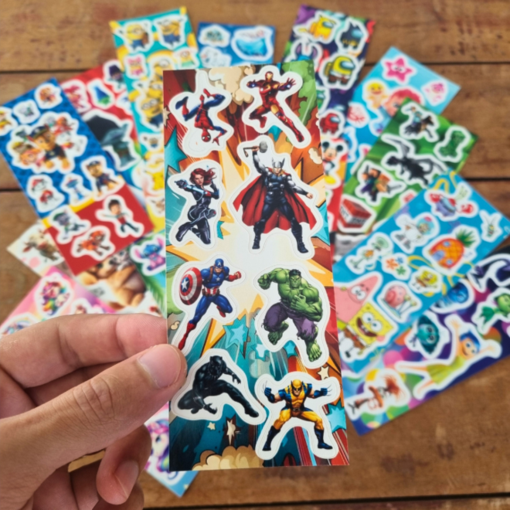 Conjunto 15 Cartelas de Adesivos Personagens Variados