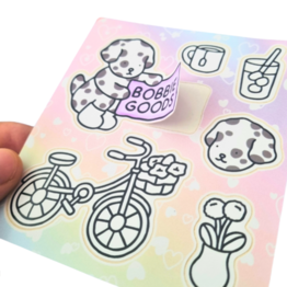 Conjunto com 12 Cartelas de Adesivos Bobbie Goods para Colorir