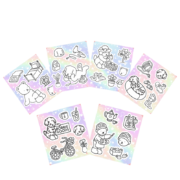 Conjunto com 12 Cartelas de Adesivos Bobbie Goods para Colorir