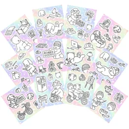 Conjunto com 12 Cartelas de Adesivos Bobbie Goods para Colorir