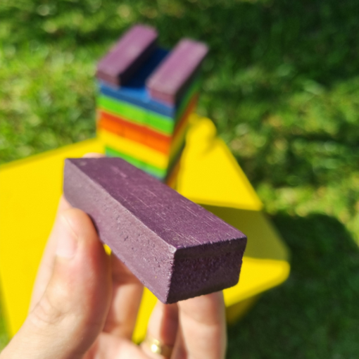 Caiu Perdeu Torre Maluca Jenga 54 Peças Colorido - Jogo de Equilibrio em Madeira com Base e Dado