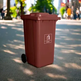 Lixeira Coletora Plástica 240 Litros com Rodas - Marrom
