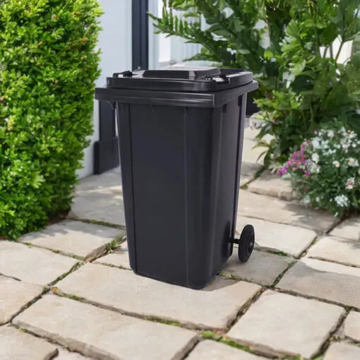 Lixeira Coletora Plástica 240 Litros com Rodas - Preto