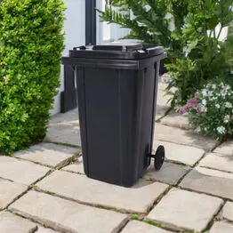 Lixeira Coletora Plástica 240 Litros com Rodas - Preto