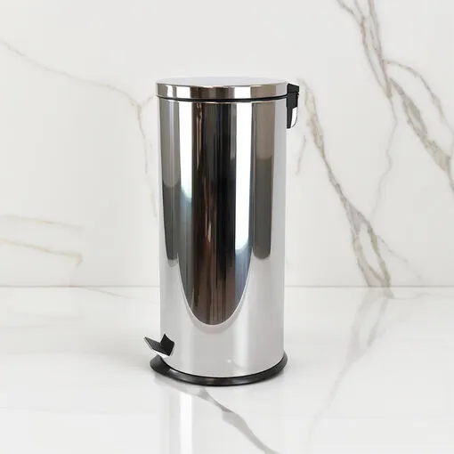 Lixeira 30L em Inox Redonda com Pedal e Cesto Removível
