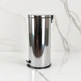 Lixeira 30L em Inox Redonda com Pedal e Cesto Removível