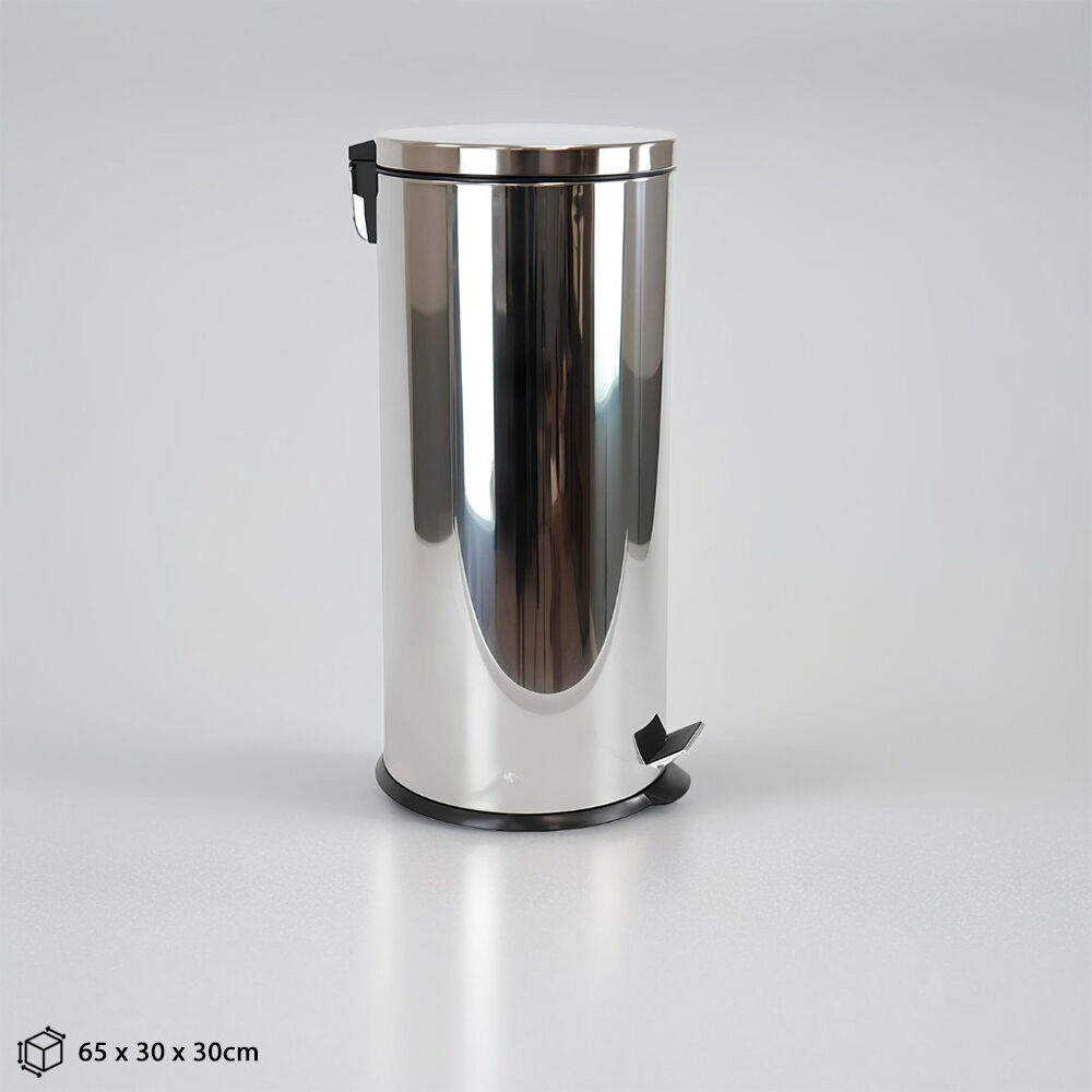 Lixeira 30L em Inox Redonda com Pedal e Cesto Removível