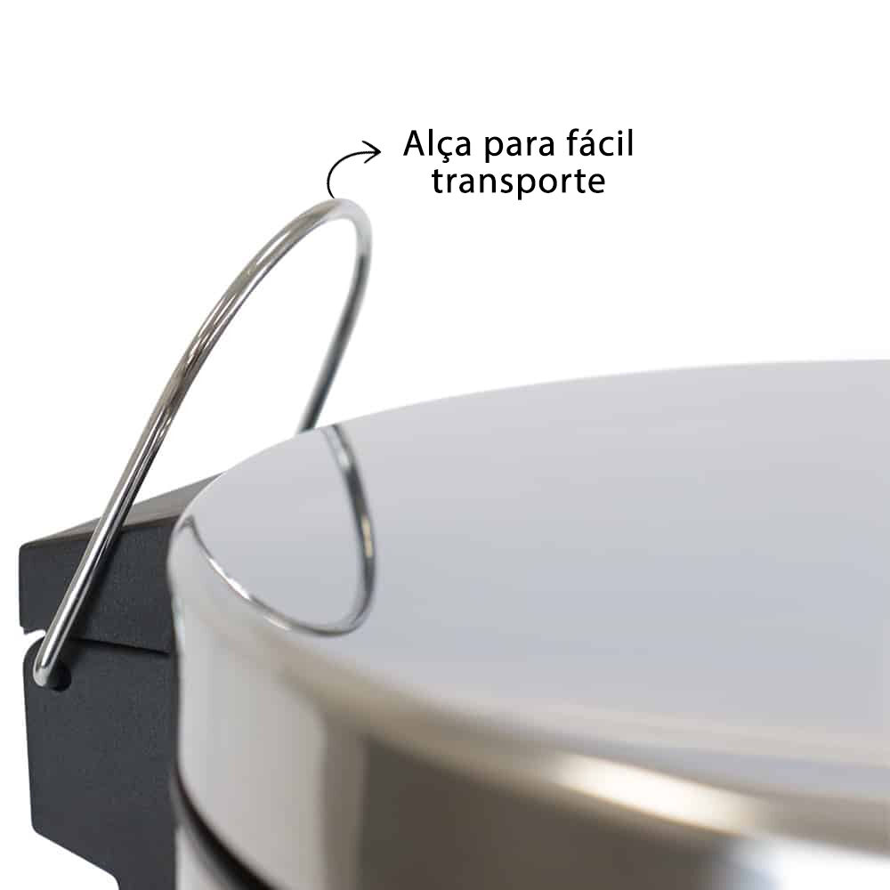 Lixeira 30L em Inox Redonda com Pedal e Cesto Removível