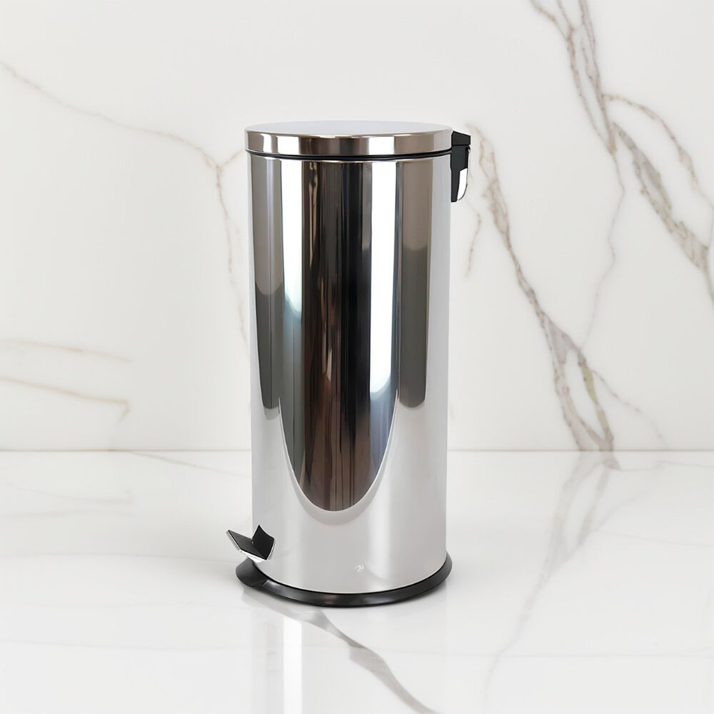 Lixeira 30L em Inox Redonda com Pedal e Cesto Removível