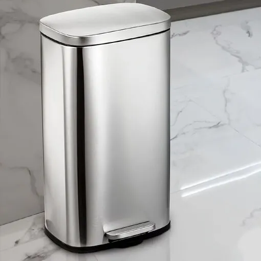 Lixeira 20L Retangular em Inox com Pedal e Cesto Removível