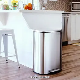 Lixeira 20L Retangular em Inox com Pedal e Cesto Removível