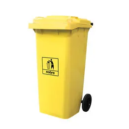 Lixeira Coletora Plástica 120 Litros com Rodas - Amarela