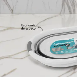 Cesto para Roupas 37L Retrátil Compacto Multiuso