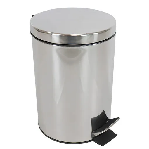 Lixeira de Inox Redonda 8L com Pedal e Cesto Removível