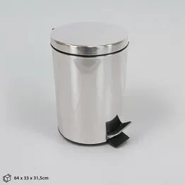 Lixeira de Inox Redonda 8L com Pedal e Cesto Removível