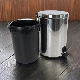 Lixeira de Inox Redonda 8L com Pedal e Cesto Removível