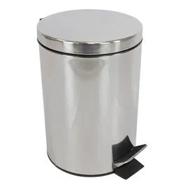 Lixeira de Inox Redonda 8L com Pedal e Cesto Removível