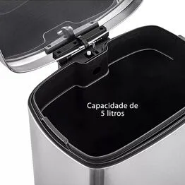 Lixeira de Pedal 5L em Inox com Balde Interno Removível