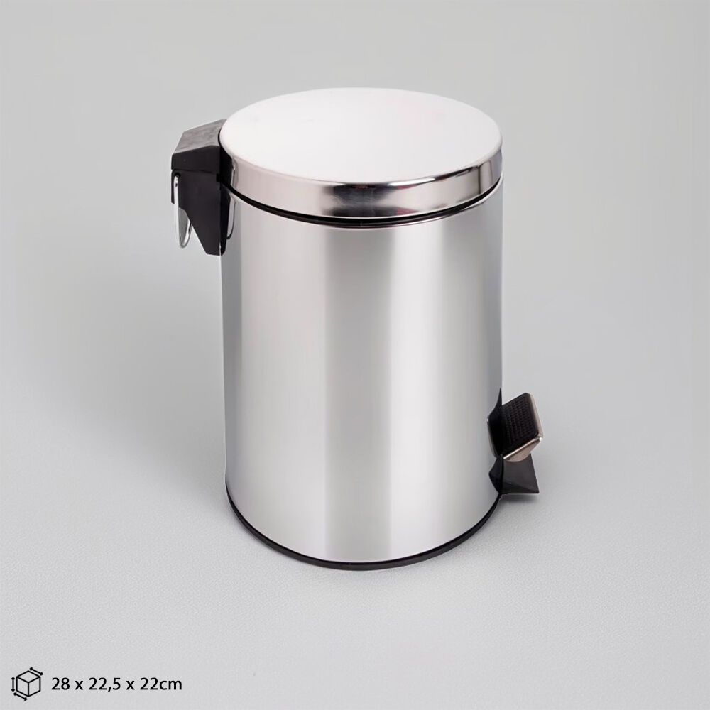 Lixeira Redonda de Chão em Inox 5 Litros com Pedal