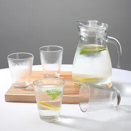 Kit Jarra 1 Litro + 4 Copos de Vidro para Servir Suco e Água