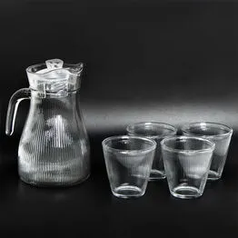 Kit Jarra 1 Litro + 4 Copos de Vidro para Servir Suco e Água