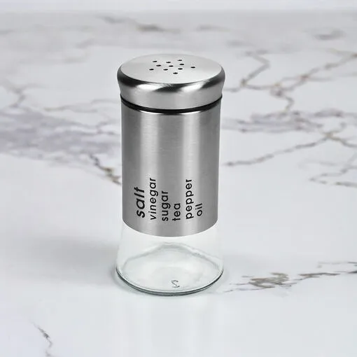 Saleiro/pimenteiro em Vidro e Metal 100ml Temperos Multiuso
