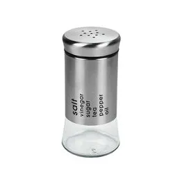 Saleiro/pimenteiro em Vidro e Metal 100ml Temperos Multiuso