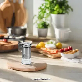 Saleiro/pimenteiro em Vidro e Metal 100ml Temperos Multiuso