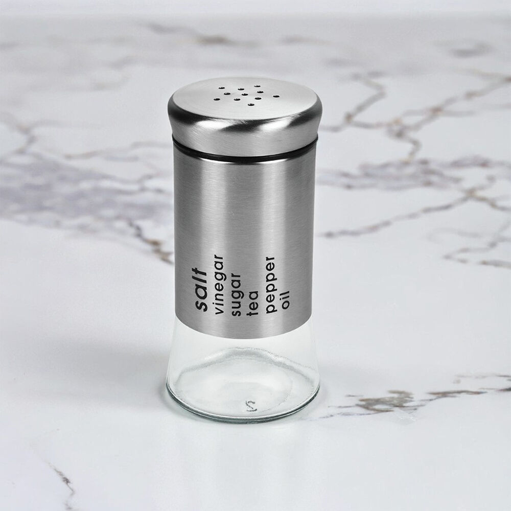 Saleiro/pimenteiro em Vidro e Metal 100ml Temperos Multiuso