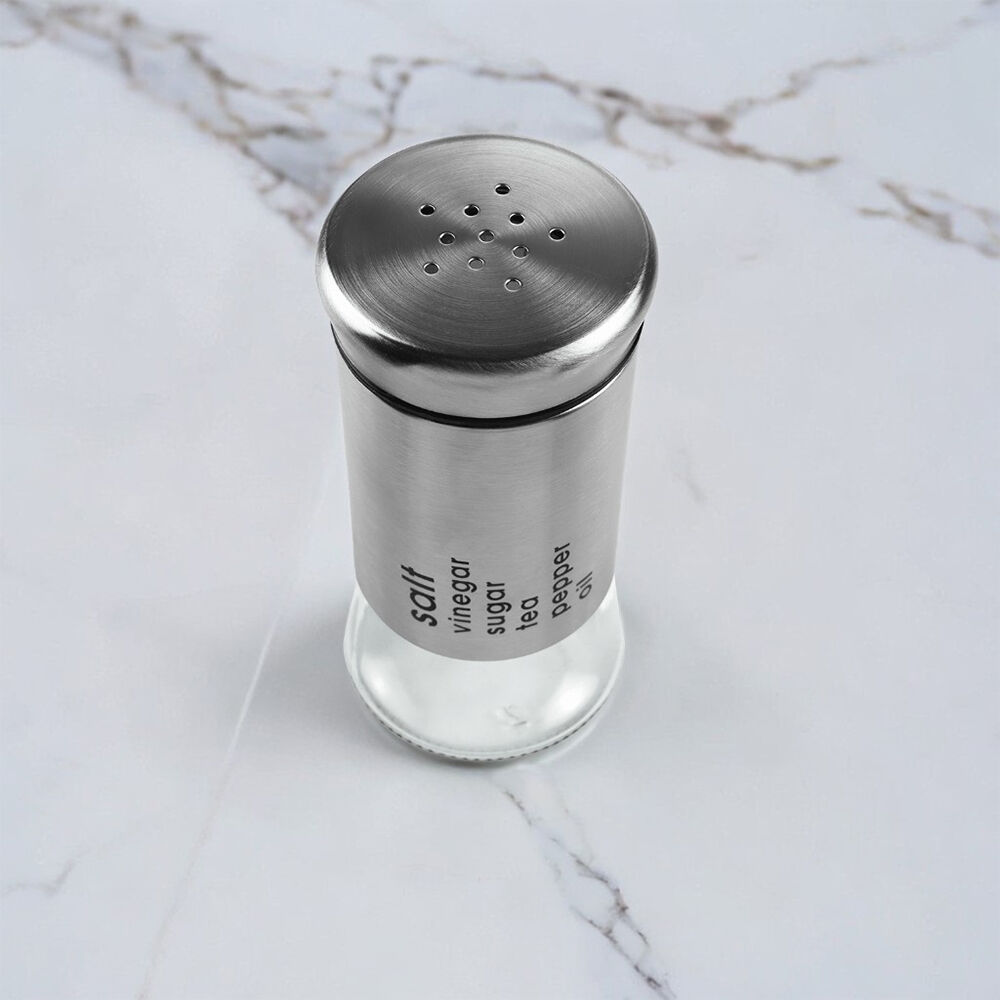Saleiro/pimenteiro em Vidro e Metal 100ml Temperos Multiuso